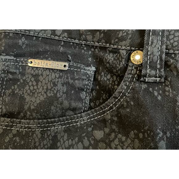 Beija Flor Jeans Audrey Slimming Ankle Black Snakeskin Print Stretch Size 2 Edgy - Picture 3 of 11